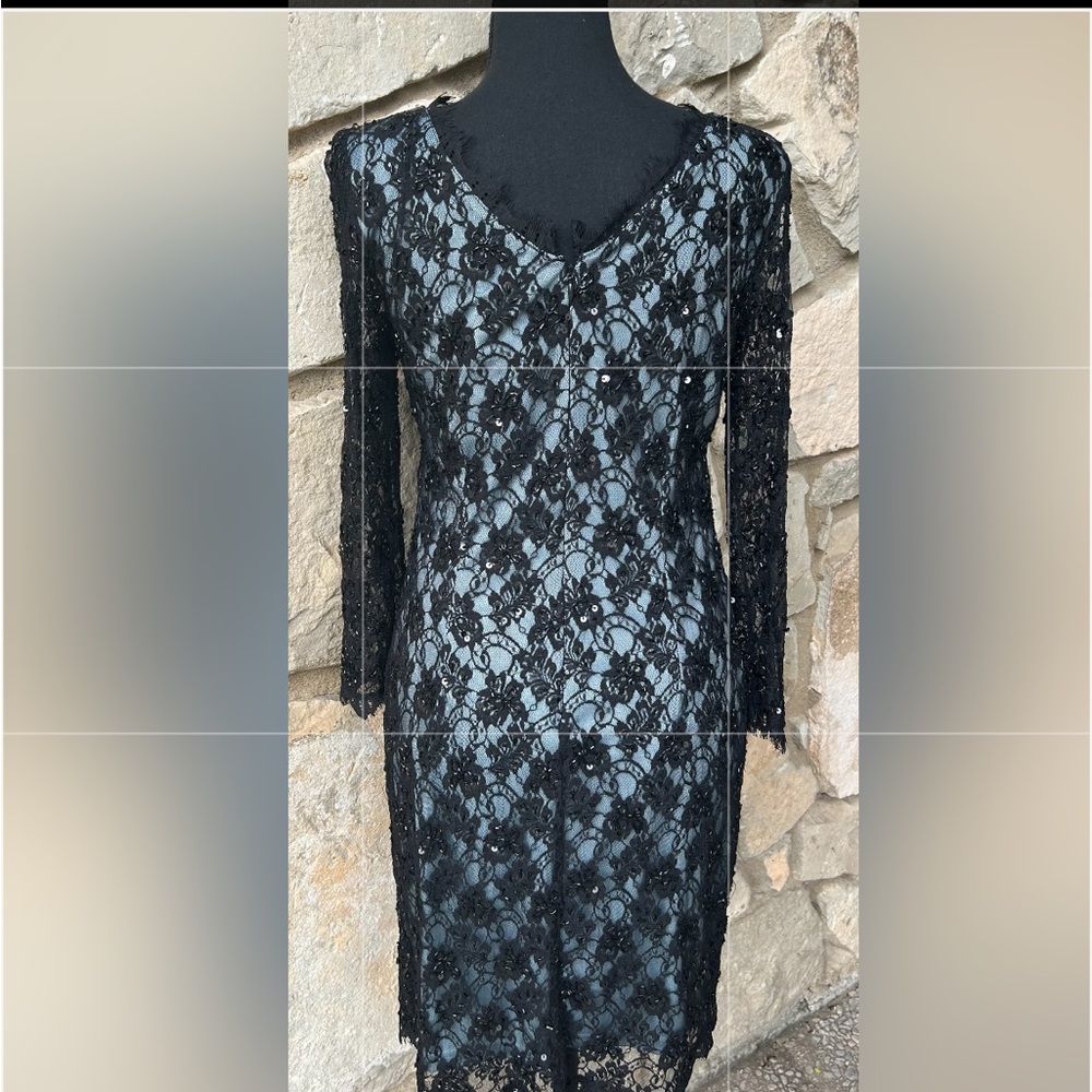 Adrianna Papell black lace dress size 8 - Picture 2 of 14